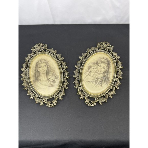 VTG Serigraph Satin in Brass Ornate Frame by Italian Artist Giuseppe Tarantino - Picture 1 of 8